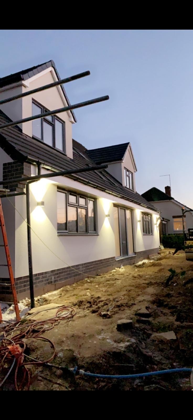 Monocouche render applied to a modern house exterior